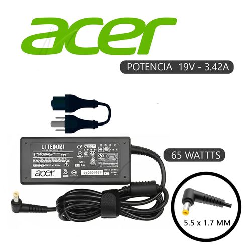 Cargador Laptop Compatible Acer Punta Amarilla 19v 342a 55x17m 65w