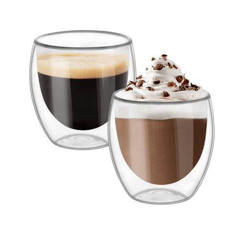 Set de 2 Vasos Expresso Doble Pared de Vidrio 100 ml