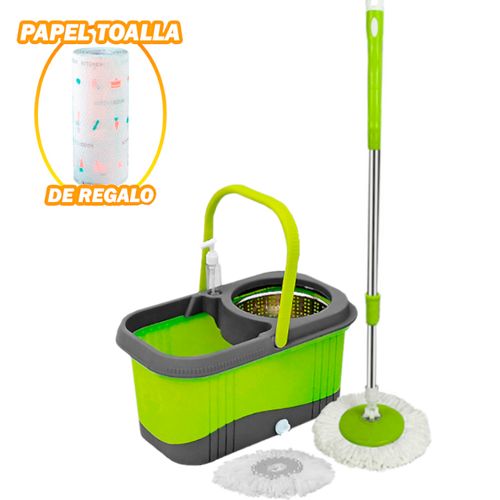 Balde Escurridor Trapeador+Dispensador VD Y Papel Toalla Reutilizable