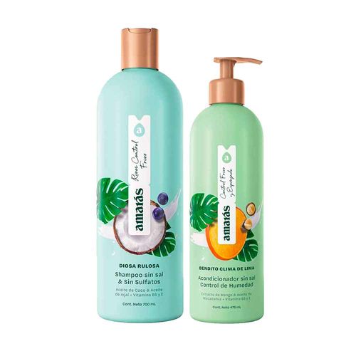 Pack AMARÁS Shampoo Diosa Rulosa Frasco 700ml + Acondicionador Bendito Clima de Lima Frasco 475ml