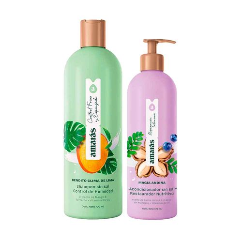 Pack AMARÁS Shampoo Bendito Clima de Lima Frasco 700ml + Acondicionador Magia Andina Restaurador Botella 475ml