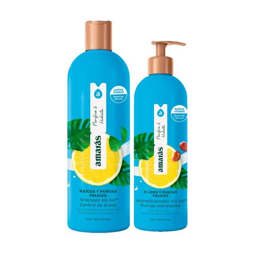 Pack AMARÁS Shampoo Raíces y Puntas Felices Frasco 700ml + Acondicionador Raíces y Puntas Felices Frasco 475ml