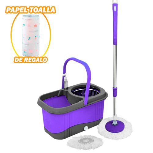 Balde Escurridor Trapeador+Dispensador MD Y Papel Toalla Reutilizable