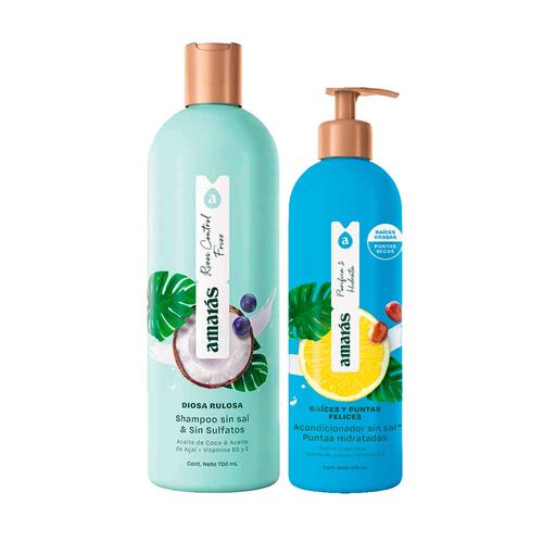 Pack AMARÁS Shampoo Diosa Rulosa Frasco 700ml + Acondicionador Raíces y Puntas Felices Frasco 475ml