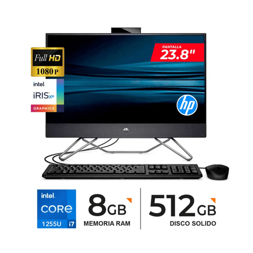 Todo en Uno HP ProOne 240 G9 / Core I7-1255U, 4.70GHz/ 8GB DDR4/ 512GB SSD / 23.8'' FHD/ FREEDOS