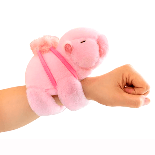 Peluche Capibara Muñequera y Pulsera con Mochila - ROSADO