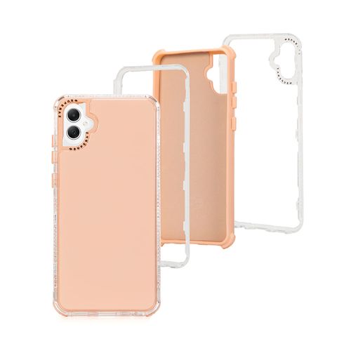 Case para Samsung A05, protección 360, 3 capas de protección, rosado