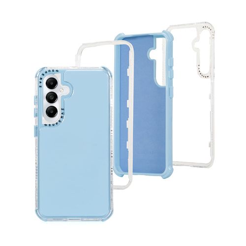 Case para Samsung A55, protección 360, 3 capas de protección, celeste