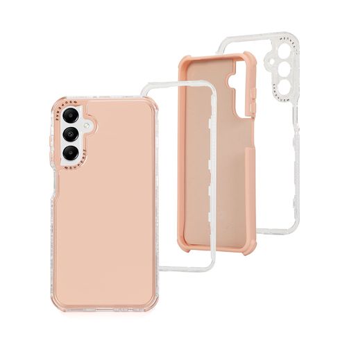 Case para Samsung A15, protección 360, 3 capas de protección, rosado