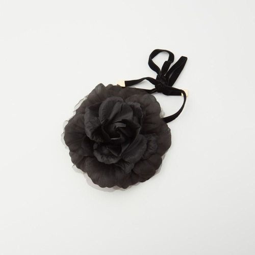 Choker Sfera Mujermaxi Flor Terciopelo Negro