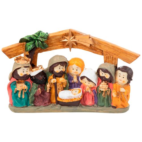 Adorno DECO HOME Nacimiento 7 Personas 17cm Cabaña