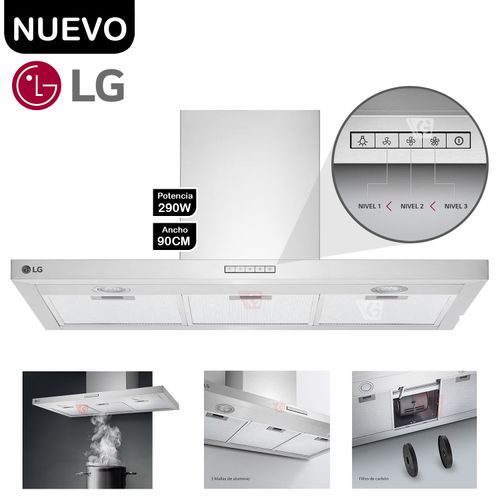 Campana Extractora LG HCEZ3605S2 con Filtro 90cm 3 Velocidades