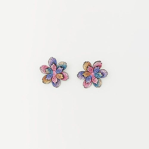 Aretes Sfera Mujer Flor Y Round Sanqd Mx Multicolor