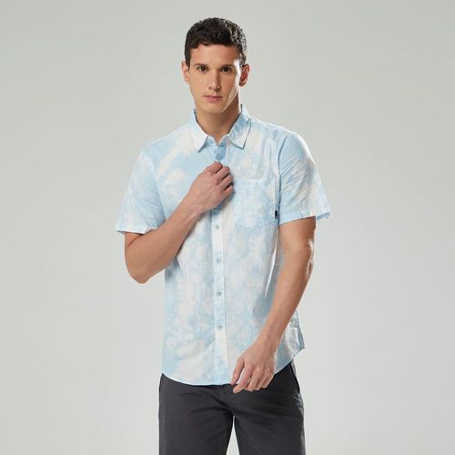 Camisa Hombre Doble Print Manga Corta Aereal AZUL