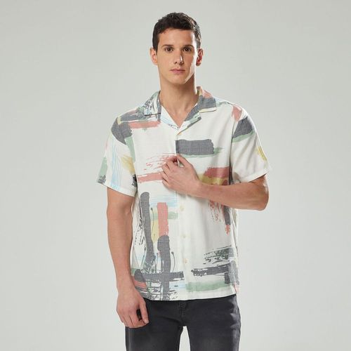 Camisa Hombre Asimetric Manga Corta Hypnotic ECRU