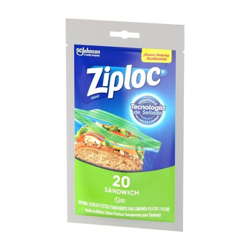 Bolsas reutilizables transparentes Ziploc Sandwich x 20 unidades Johnson