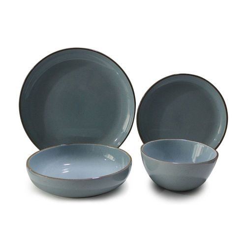 Juego vajilla de loza Stoneware x 16 piezas Celeste Ychimatsu