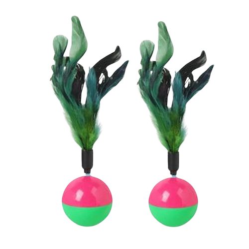 Packx2 Juguete de pelota con plumas para gato