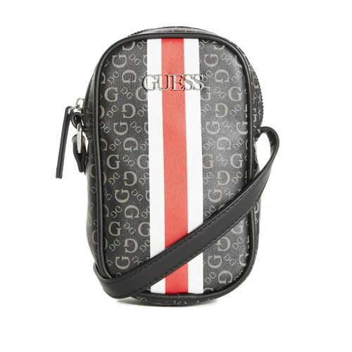 Crossbody Unisex Guess Striped Logo Print - Negro