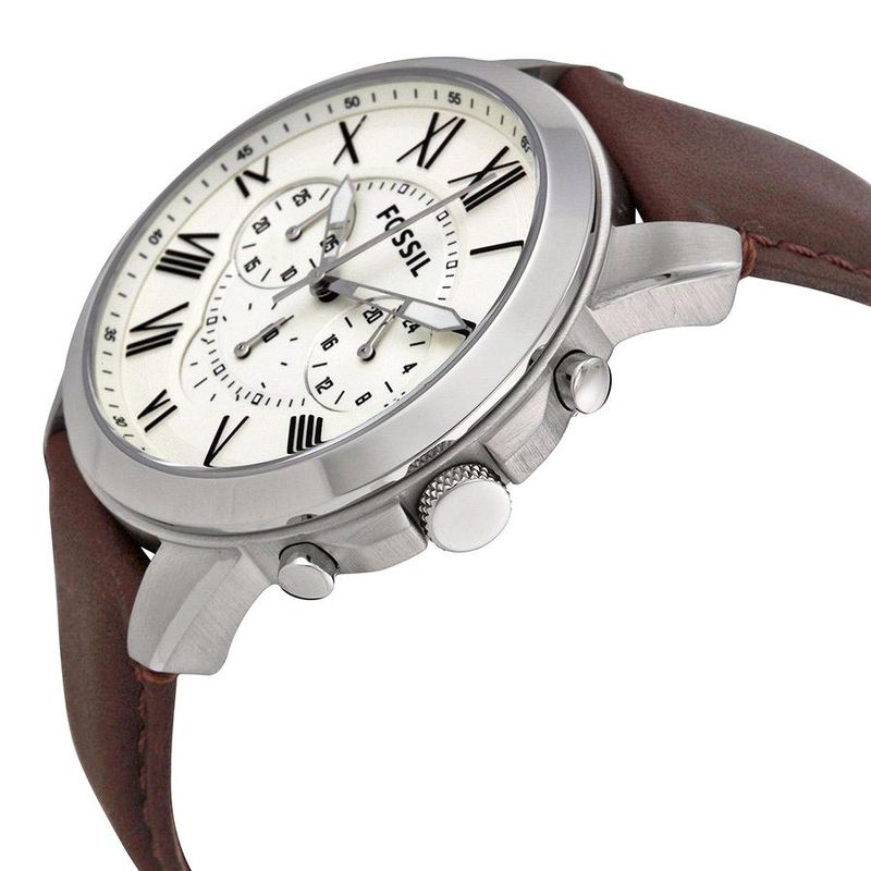 Reloj-Fossil-Grant-FS4735-Cronometro-Acero-Inoxidable-Correa-De-Cuero-Marron