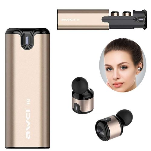 Audífonos Awei T8 Tws Bluetooth Inhalambricos iPhone Android - gold