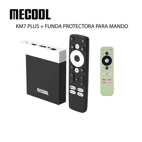 Mecool KM7 Plus Google TV + Funda protectora para mando (Verde-Flourescente)