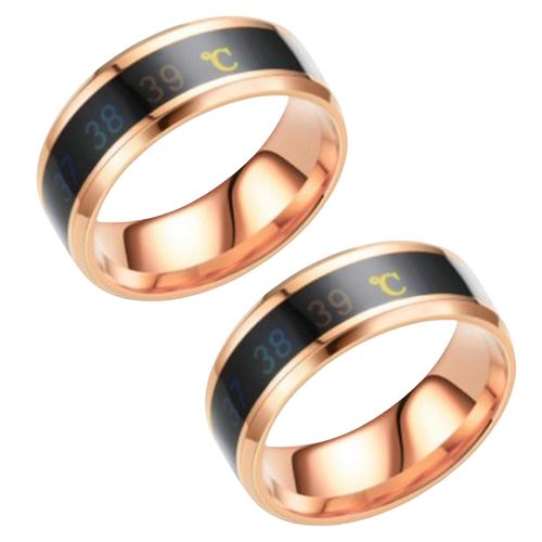 Packx2 Anillo Inteligente De Acero Con Sensor De Temperatura Unisex Rose Gold - Talla 10