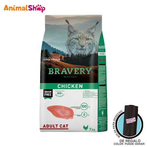 Comida De Gato Adulto Bravery Pollo 7 Kg