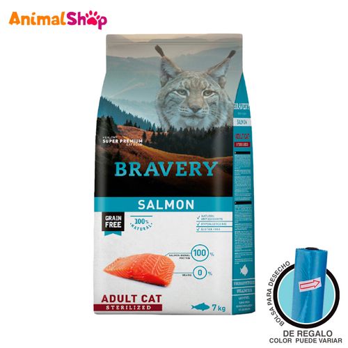 Comida De Gato Adulto Esterilizado Bravery Salmón 7 Kg