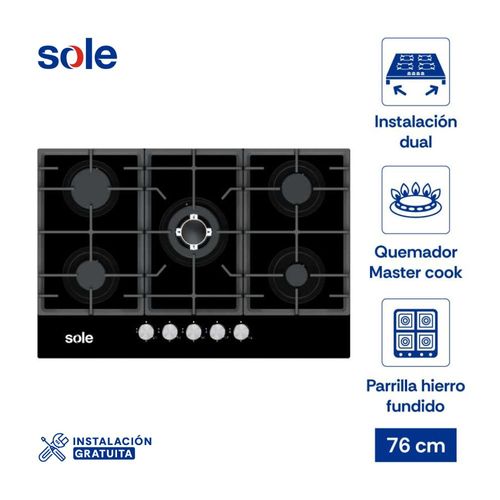 Encimera vidrio templado a gas SOLCO058