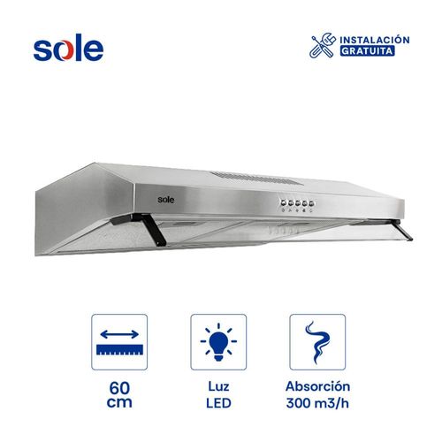 Campana Extractora Decorativa Sole Nueva Roma 1 Motor Acero Inoxidable 60cm