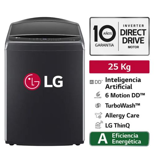 LG Lavadora AI DD 25KG WT25PBVS6 Negro Plateado