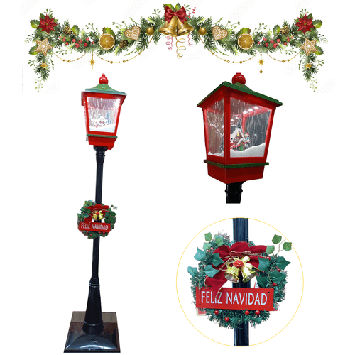 Farol Navideño Musical 190 cm de alto con destello de nieve