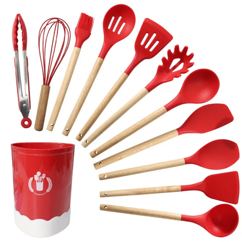 Set-de-Utensilios-para-Cocinas-de-Silicona-Multifuncional-por-12-pzas-Color-Rojo