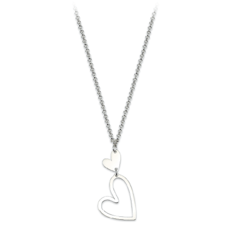 Collar-con-dije-doble-de-corazon---Plata-925