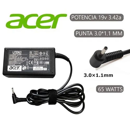 Cargador Genérico para Laptop Acer 19V 3.42A 65w 3.0x1.1mm