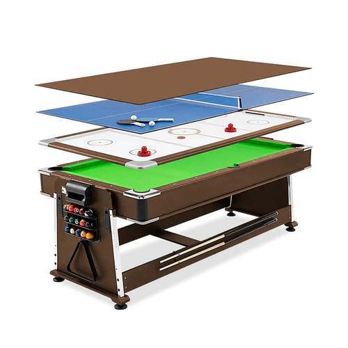 Mesa de Juegos 4 en 1 Multifuncional Billar, Hockey de aire, Ping Pong