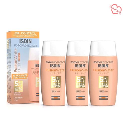 Trio Fotoprotector Isdin Fusion Water Color Medium Oil Control SPF 50+ 50ml