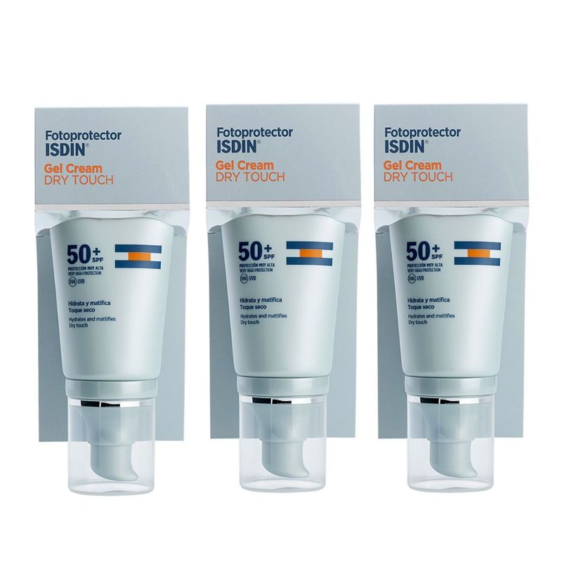 Trio-Fotoprotector-ISDIN-Gel-Cream-Dry-Touch