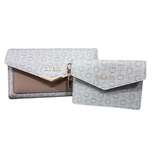 Set Billetera y Tarjetero Guess La Rosa SLG - Beige