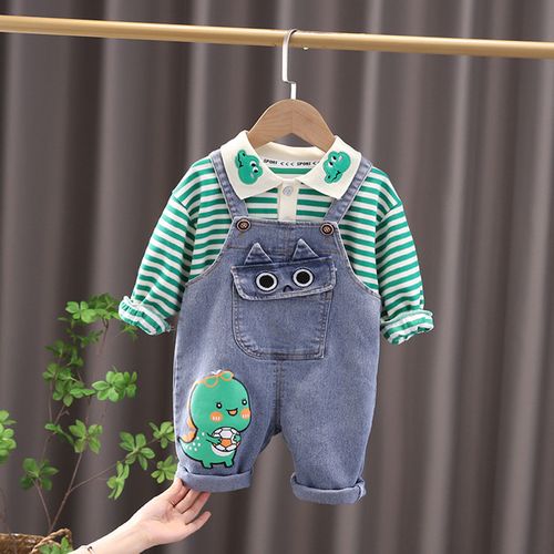 Ropa de Niño de 2 piezas Polo Manga Larga Camisero + Overoll  Talla 24M Color Verde