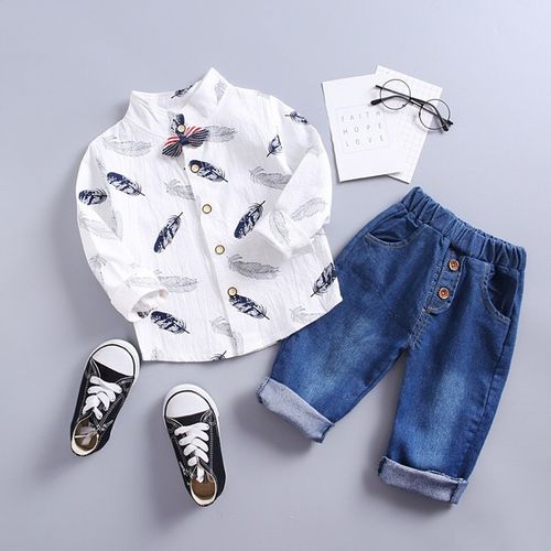 Ropa para Niño  Fenix de 2 piezas  Camisa + Pantalon Jeans Talla 12M Color Blanco