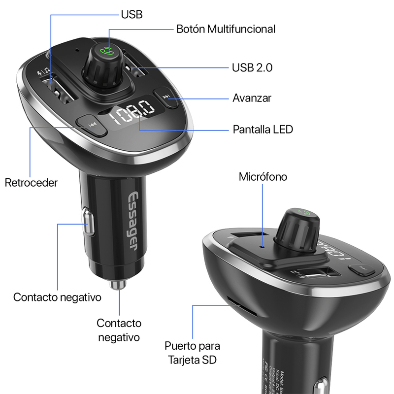 Adaptador-Bluetooth-Mp3-Llamadas-Cargador-Transmisor-Fm---Cable-USB-C-Gratis