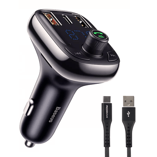 Adaptador Bluetooth Mp3 Llamada Cargador Qc Pd Transmisor Fm + Cable Tipo C Gratis