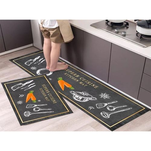 Pack x 2 Alfombra decorativa tapete antideslizante cocina y hogar