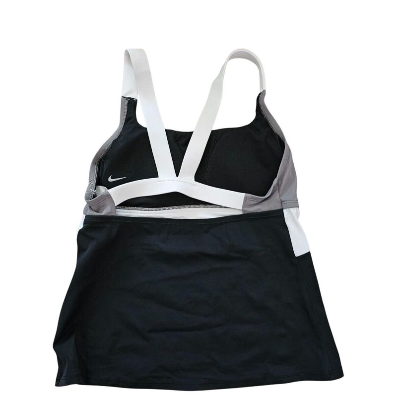 Ropa-de-Baño-Tankini-Nike-para-Mujer-2-piezas-Colorblock-Gris-Negro-Talla-M