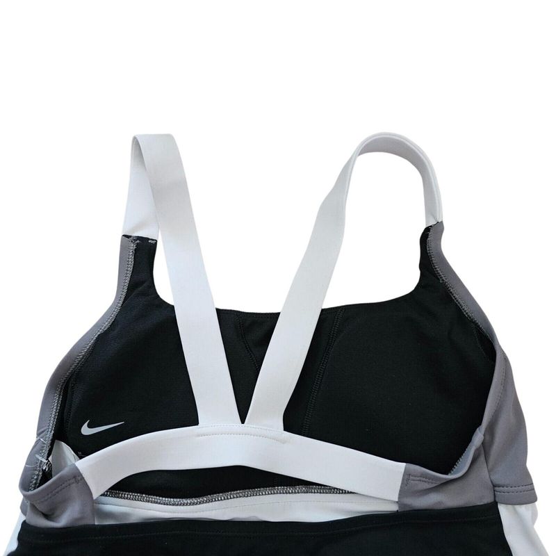 Ropa-de-Baño-Tankini-Nike-para-Mujer-2-piezas-Colorblock-Gris-Negro-Talla-M