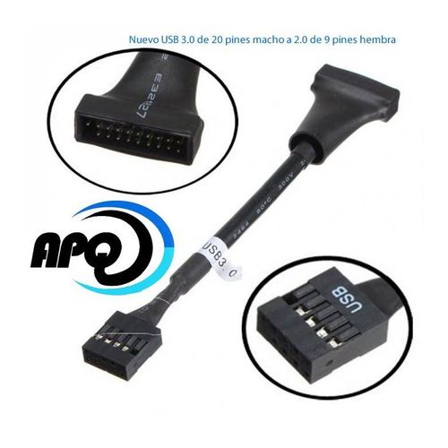 Adaptador Para Placa USB 3.0 de 20 Pines Macho a 2.0 de 9 Pines Hembra