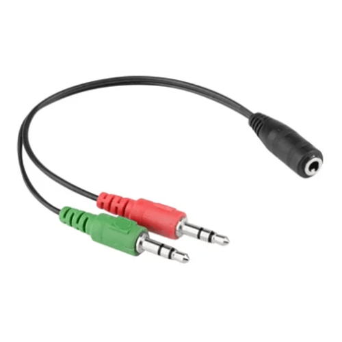 Cable De 2 Plug 3.5mm Estéreo A Jack 3.5mm Trrs - 252-143 - Negro