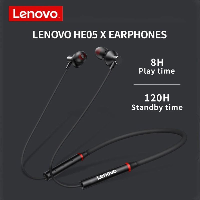 Audifono-Bluetooth-Lenovo-HE05X-Banda-Magnetica-Negro